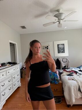 Vintage Black Lace-Trim Tank Top